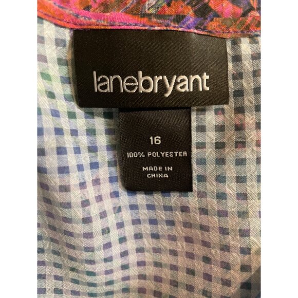 Lane Bryant Womens Sleeveless Ruffle Floral Top Size 16 Multicolor Polyester - Picture 6 of 7